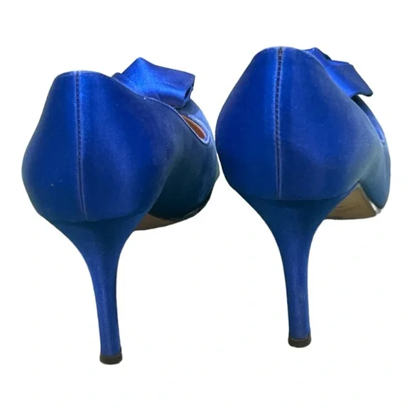 Kate Spade New York Peep Toe Blue Satin Pump Shoes Size 6. - Picture 3 of 7